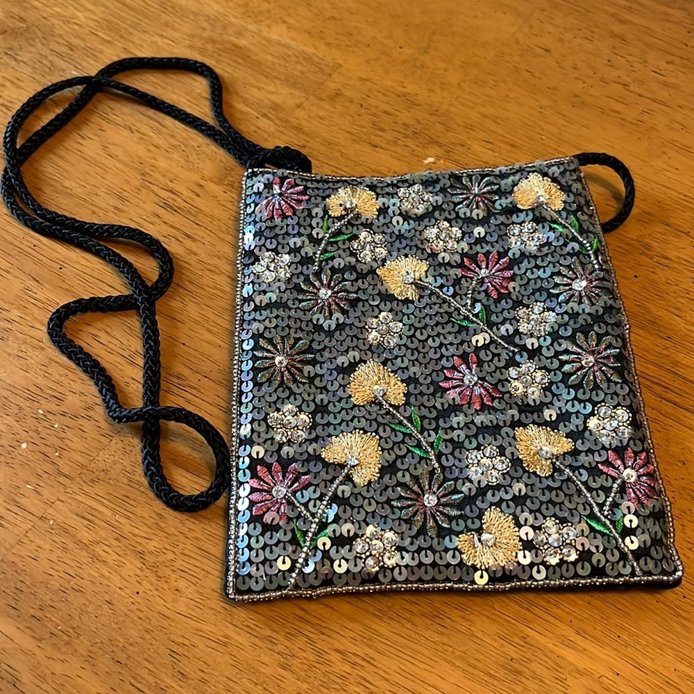 Asian Inspired Beaded Sequin and Embroidered Purse with Box